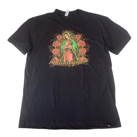 Our Lady Of Guadalupe Graphic T-Shirt Nuestra Virgen Shimmer Design Black  SZ XL - Picture 7 of 8